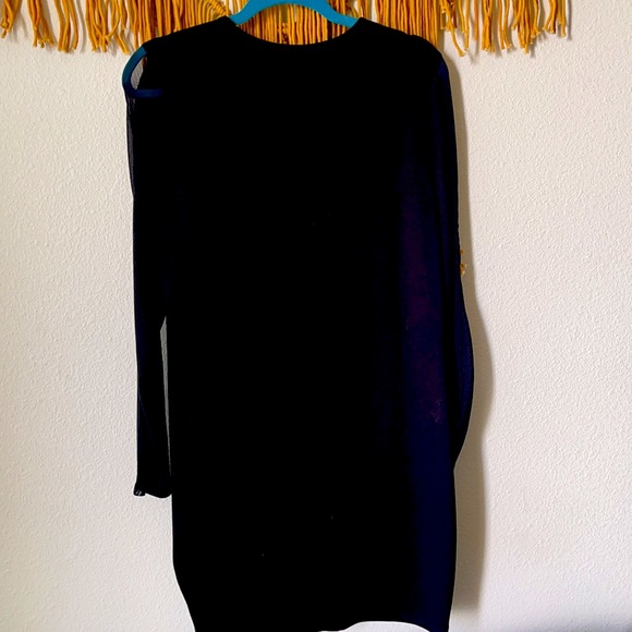 H&M thick cotton midi dress fitted body long mesh sleeve - Picture 3 of 6